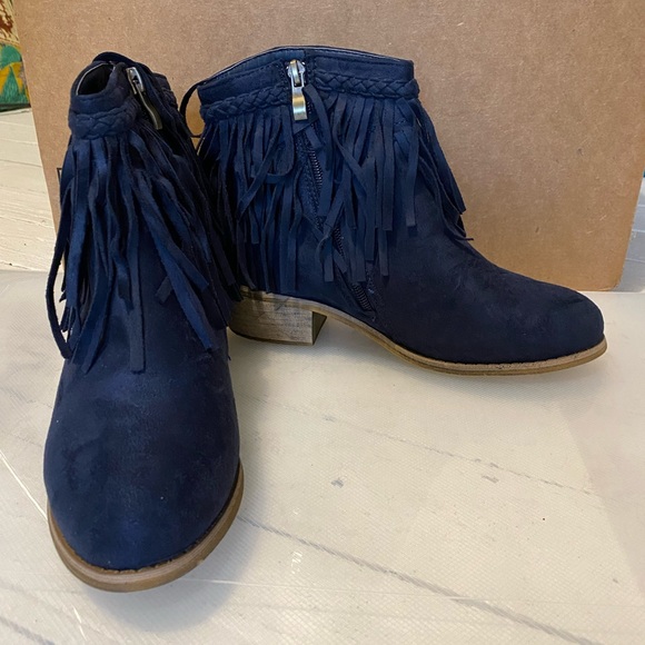 J. Adams Shoes - J Adams navy fringe booties